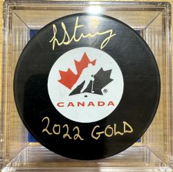 TEAM CANADA -  LAURA STACEY AUTOGRAPHED HOCKEY PUCK - (LOGO)