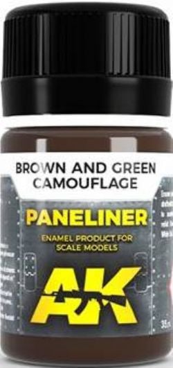 TEXTURE -  BROWN AND GREEN CAMOUFLAGE PANNELINER (35ML) -  AK INTERACTIVE