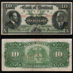 THE BANK OF MONTREAL -  1914 10-DOLLAR NOTE (F) -  1914 CANADIAN BANKNOTES
