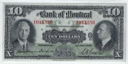 THE BANK OF MONTREAL -  1935 10-DOLLAR NOTE -  1935 CANADIAN BANKNOTES