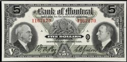 THE BANK OF MONTREAL -  1935 5-DOLLAR NOTE -  1935 CANADIAN BANKNOTES