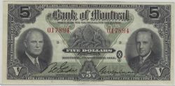 THE BANK OF MONTREAL -  1942 5-DOLLAR NOTE (EF) -  1942 CANADIAN BANKNOTES