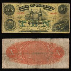 THE BANK OF TORONTO -  1923 10-DOLLAR NOTE (VG) -  1923 CANADIAN BANKNOTES