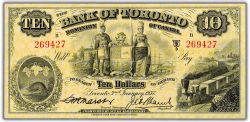 THE BANK OF TORONTO -  1937 10-DOLLAR NOTE (F) -  1937 CANADIAN BANKNOTES