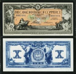 THE CANADIAN BANK OF COMMERCE -  1917 10-DOLLAR NOTE -  1917 CANADIAN BANKNOTES