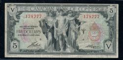 THE CANADIAN BANK OF COMMERCE -  1935 5-DOLLAR NOTE -  1935 CANADIAN BANKNOTES