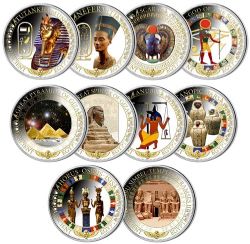 THE FASCINATION OF ANCIENT EGYPT - 10-COIN 2 DOLLARS COLLECTION -  2014-2015 SOLOMON ISLANDS COINS