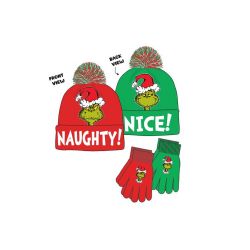 THE GRINCH -  YOUTH BEANIE WITH 2 PAIRS OF MATCHING  GLOVES