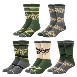 THE LEGEND OF ZELDA -  5 PAIRS OF SOCKS - GREEN AND GREY
