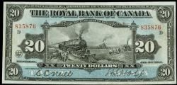 THE ROYAL BANK OF CANADA -  1913 20-DOLLAR NOTE (F) -  1913 CANADIAN BANKNOTES