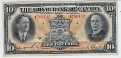 THE ROYAL BANK OF CANADA -  1927 10-DOLLAR NOTE -  1927 CANADIAN BANKNOTES