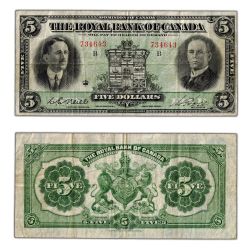 THE ROYAL BANK OF CANADA -  1927 5-DOLLAR NOTE (VG) -  1927 CANADIAN BANKNOTES
