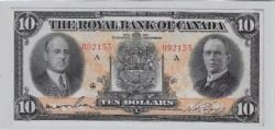 THE ROYAL BANK OF CANADA -  1933 10-DOLLAR NOTE (VF) -  1933 CANADIAN BANKNOTES