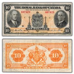 THE ROYAL BANK OF CANADA -  1935 10-DOLLAR NOTE (F+) -  1935 CANADIAN BANKNOTES