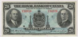 THE ROYAL BANK OF CANADA -  1935 20-DOLLAR NOTE -  1935 CANADIAN BANKNOTES