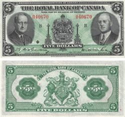 THE ROYAL BANK OF CANADA -  1943 5-DOLLAR NOTE -  1943 CANADIAN BANKNOTES