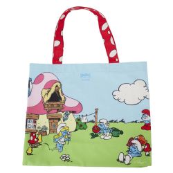 THE SMURFS -  VILLAGE LIFE COTTON CANVAS TOTE -  LOUNGEFLY