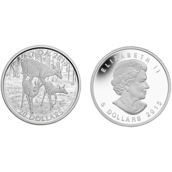 THE WHITE-TAILED DEER -  A DOE AND HER FAWNS -  2014 CANADIAN COINS 04