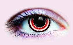 THEATRICAL CONTACT LENSES -  DAY OF THE DEAD - RED, WHITE AND BLACK (90 DAYS) 22921