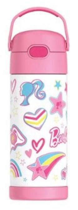 THERMOS -  BARBIE BOTTLE WITH PUSH BUTTON (14OZ)