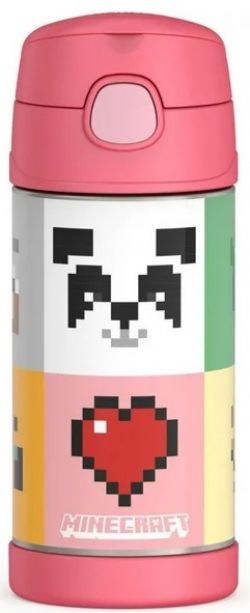 THERMOS -  BOTTLE WITH PUSH BUTTON 12OZ -  MINECRAFT