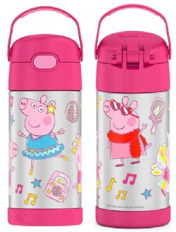 THERMOS -  BOTTLE WITH PUSH BUTTON 12OZ -  PEPPA PIG