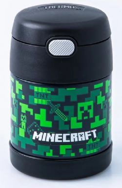 THERMOS -  FOOD CONTAINER WITH PUSH BUTTON 10OZ - GREEN -  MINECRAFT