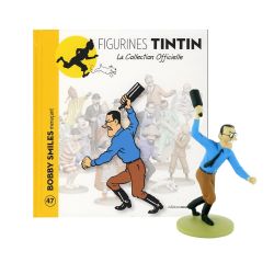 TINTIN -  BOBBY SMILES MENAÇANT FIGURE + BOOKLET + PASSPORT (4.5