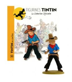 TINTIN -  COWBOY TINTIN FIGURE + BOOKLET + PASSPORT (4.5