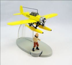 TINTIN -  L'HYDRAVION ARADO 196 JAUNE DE L'ÉTOILE MYSTERIEUSE AVEC TINTIN ET LIVRET - USED 03