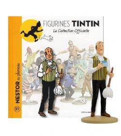 TINTIN -  NESTOR AU PLUMEAU FIGURE + BOOKLET + PASSPORT (4.5