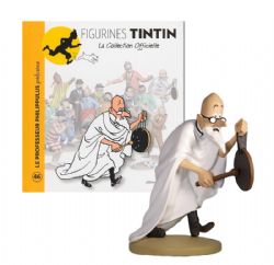 TINTIN -  PROFESSOR PHILIPPULUS FIGURE + BOOKLET + PASSPORT (4.5