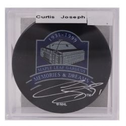 TORONTO MAPLE LEAFS -  CURTIS JOSEPH AUTOGRAPHED HOCKEY PUCK - (LOGO)