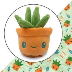 TOTE BAG WITH PLUSHIES -  GREEN POTTED SUCCULENT