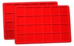 TRAYS -  SET OF 2 RED COIN TRAYS FOR 24 COIN OF 47 MM IN CAPSULES