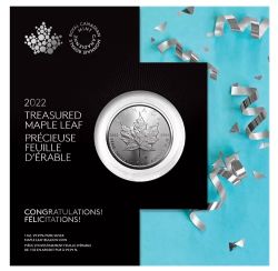 TREASURED SILVER MAPLE LEAVES (CONGRATULATIONS) -  1 OUNCE FINE SILVER MAPLE LEAF -  2022 CANADIAN COINS 01