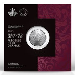 TREASURED SILVER MAPLE LEAVES (CONGRATULATIONS) -  1 OUNCE FINE SILVER MAPLE LEAF -  2023 CANADIAN COINS 02