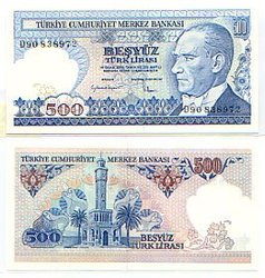 TURKEY -  500 LIRA 1970 (UNC) 195