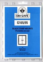 UNI-SAFE -  BLACK STAMP MOUNTS G165/95 (PACK OF 10)