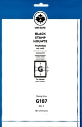 UNI-SAFE -  BLACK STAMP MOUNTS G187/144 (PACK OF 5)