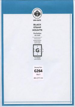 UNI-SAFE -  BLACK STAMP MOUNTS G264/171 (PACK OF 5)
