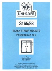 UNI-SAFE -  BLACK STAMP MOUNTS S165/93 (PACK OF 10)