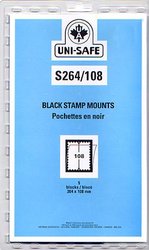 UNI-SAFE -  BLACK STAMP MOUNTS S264/108 (PACK OF 5)