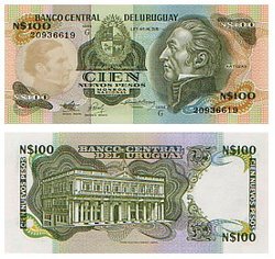 URUGUAY -  100 NUEVOS PESOS 1997 62A