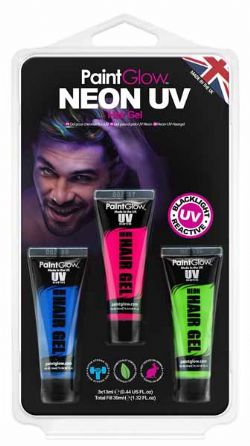 UV MAKE UP -  NEON UV HAIR GEL HANG PACK