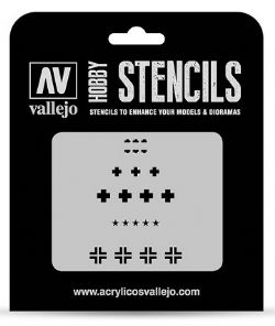 VALLEJO PAINT -  ASSORTED GERMAN WWII TANK MARKINGS (125 X 125MM) -  HOBBY STENCILS VAL-HS #STAFV001