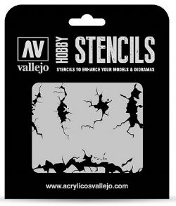 VALLEJO PAINT -  CRACKED WALL (125 X 125MM) -  HOBBY STENCILS VAL-HS #TX001