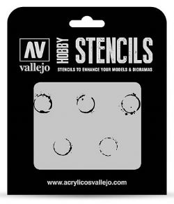 VALLEJO PAINT -  DRUM OIL MARKINGS (125 X 125MM) -  HOBBY STENCILS VAL-HS #STAFV002