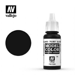 VALLEJO PAINT -  GLOSSY BLACK -  MODEL COLOR VAL-MC #70861