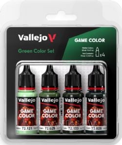 VALLEJO PAINT -  GREEN COLOR SET -  GAME COLOR VAL #72384